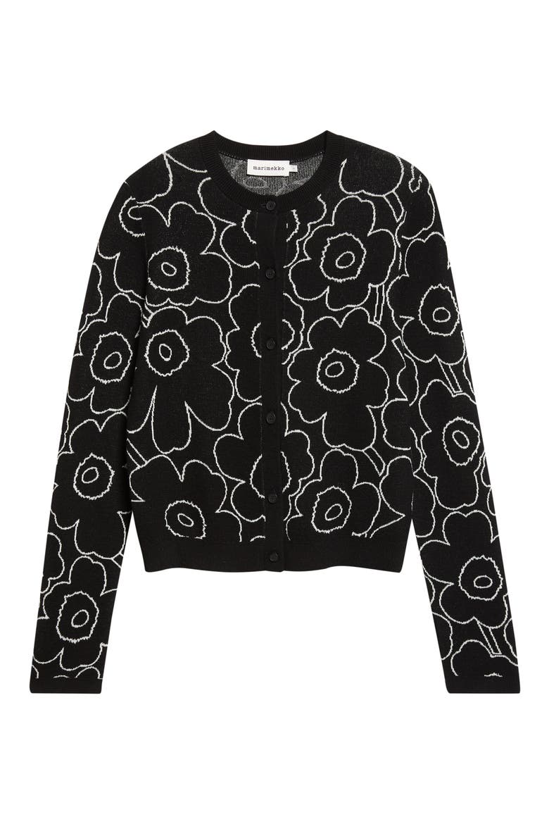 Unikko Floral Cardigan, Alternate, color, BLACK OFF WHITE