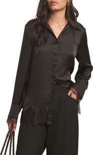 MINT VELVET Satin Lace Trim Shirt