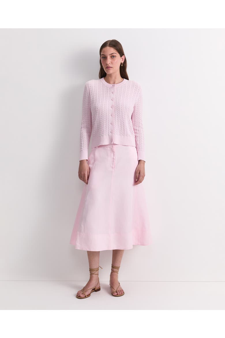 Elka Pointelle Knit Cardigan, Alternate, color, Blush