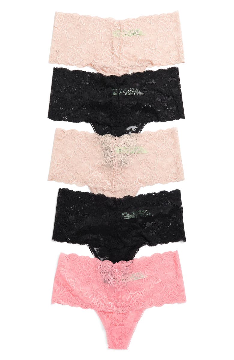 Honeydew Lady in Lace 5-Pack High Rise Lace Thongs, Main, color, Basic Assorted