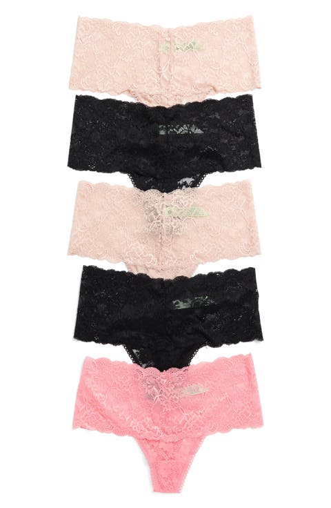 Lady in Lace 5-Pack High Rise Lace Thongs
