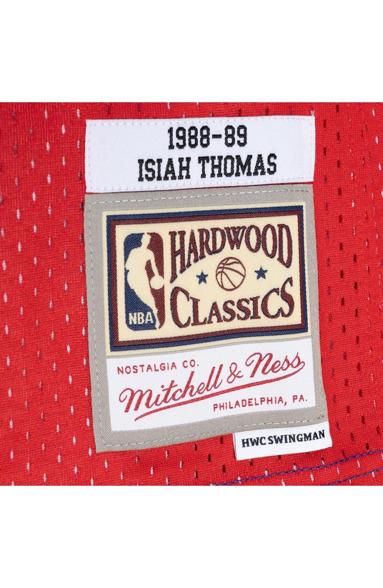 Mitchell & Ness Men's Mitchell & Ness Isiah Thomas Blue/Red Detroit Pistons Hardwood Classics 1988/89 Split Swingman Jersey, Alternate, color,