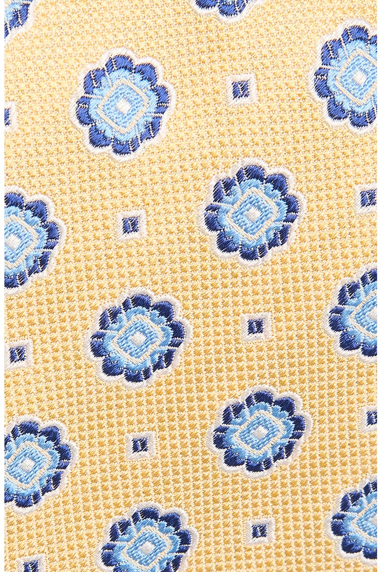 Floral Medallion Silk & Cotton Tie, Alternate, color, YELLOW