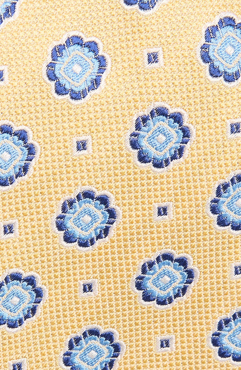 David Donahue Floral Medallion Silk & Cotton Tie, Alternate, color, Yellow