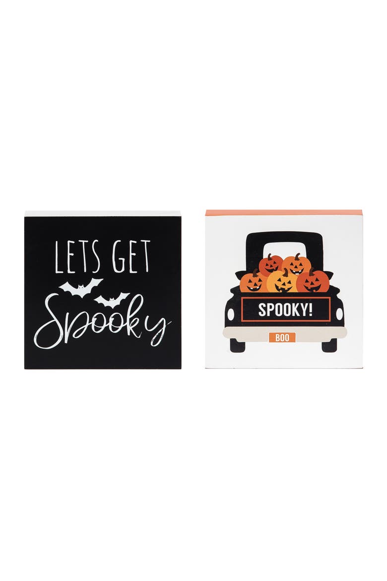 Spooky Halloween Shelf Sitter Blocks Set of 2, Main, color, Black