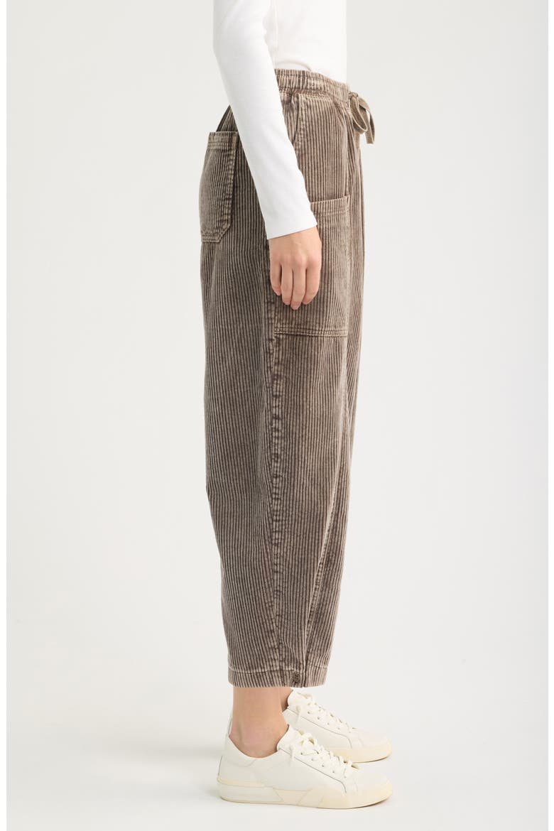 Pull-On Cotton Corduroy Barrel Leg Cargo Pants, Alternate, color, MUSHROOM