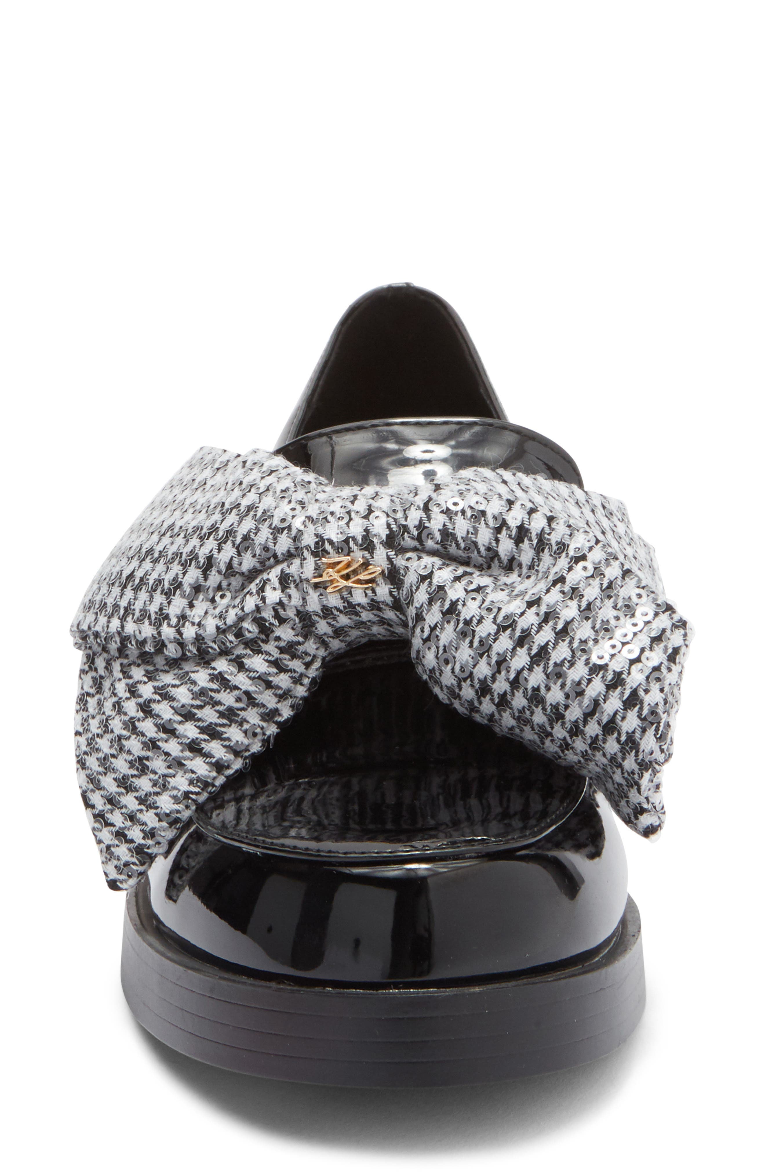 KARL LAGERFELD PARIS Camilia Bow Loafer, Alternate, color, Black/ White