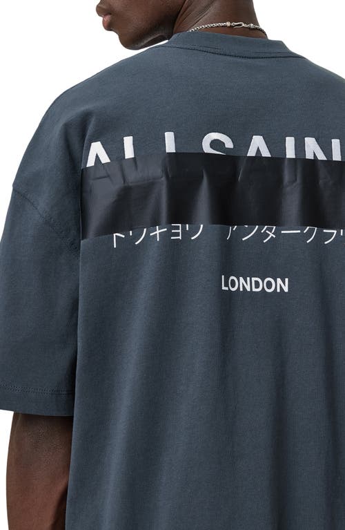 Allsaints Redact Mock Neck Graphic T-shirt In Blue