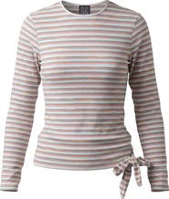 BuHu Rib Knit Faux Wrap Tie Long Sleeve Tee