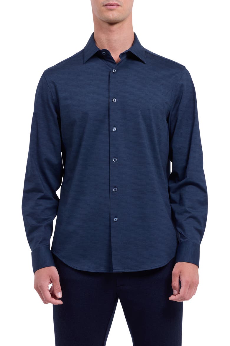 James OoohCotton® Herringbone Button-Up Shirt, Main, color, NAVY