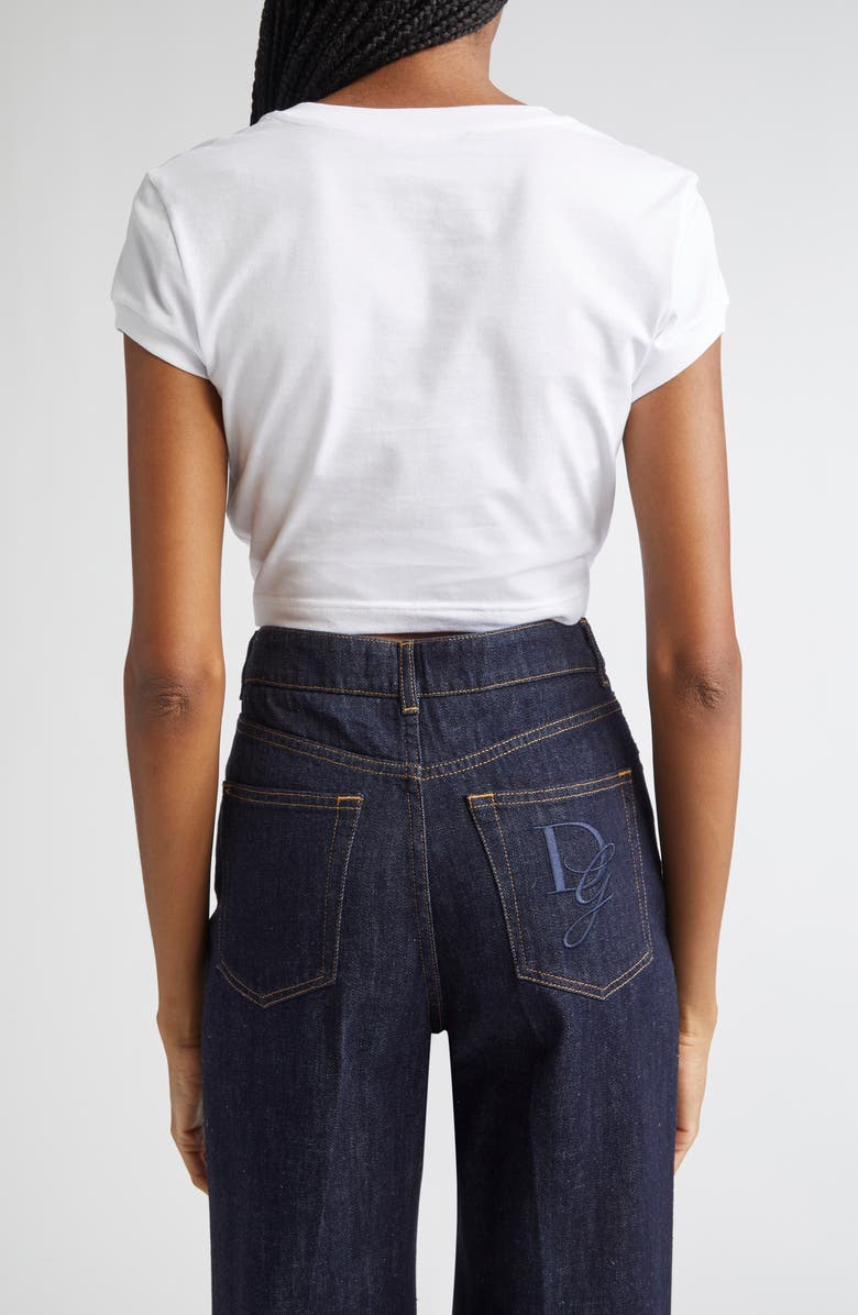 Dolce&Gabbana Tie Hem Cotton Jersey T-Shirt, Alternate, color, Optical White