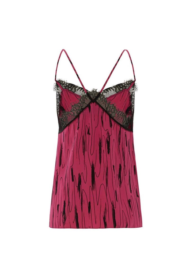 Printed Spaghetti Strap Blouse, Alternate, color, FUCHSIA-BLACK