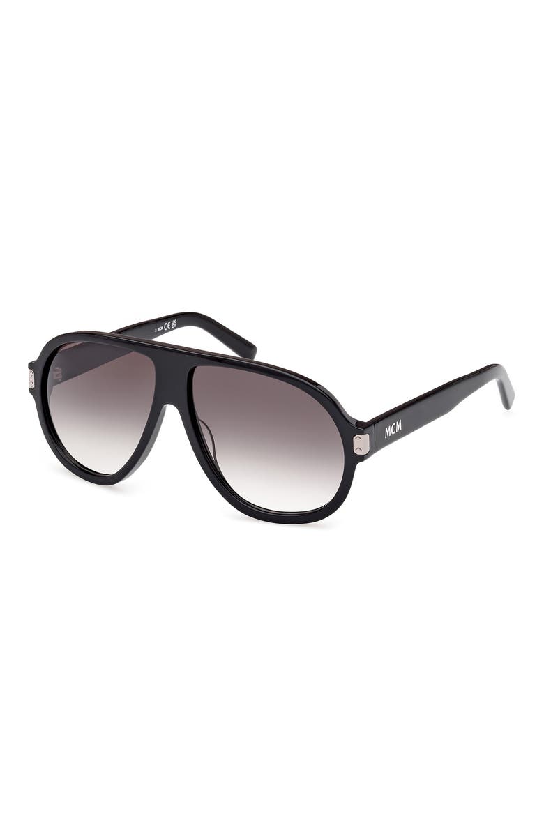 59mm Pilot Sunglasses, Alternate, color, SHINY BLACK / GRADIENT SMOKE