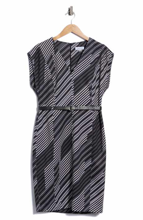 Belted Cap Sleeve Midi Dress