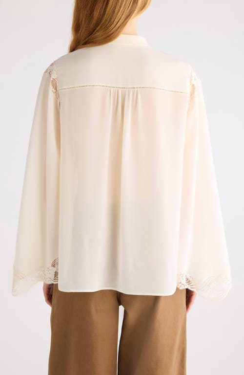 Chloé Silk Georgette & Lace Shirt In White