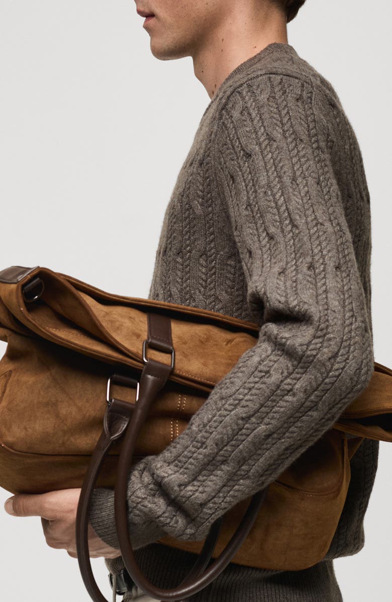 MANGO Cable Stitch Crewneck Sweater, Alternate, color, 