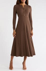 AREA STARS Ashton Button Front Midi Dress