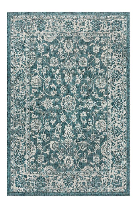 Tela Bohemian Textured Weave Floral Indoor/Outdoor Area Rug