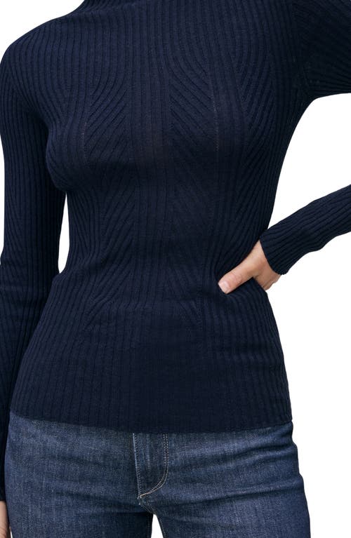 Dl1961 Turtleneck Cotton & Cashmere Rib Sweater In Blue