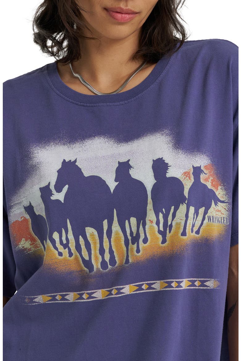 Horses Oversize Cotton Graphic T-Shirt, Alternate, color, ASTRAL AURA