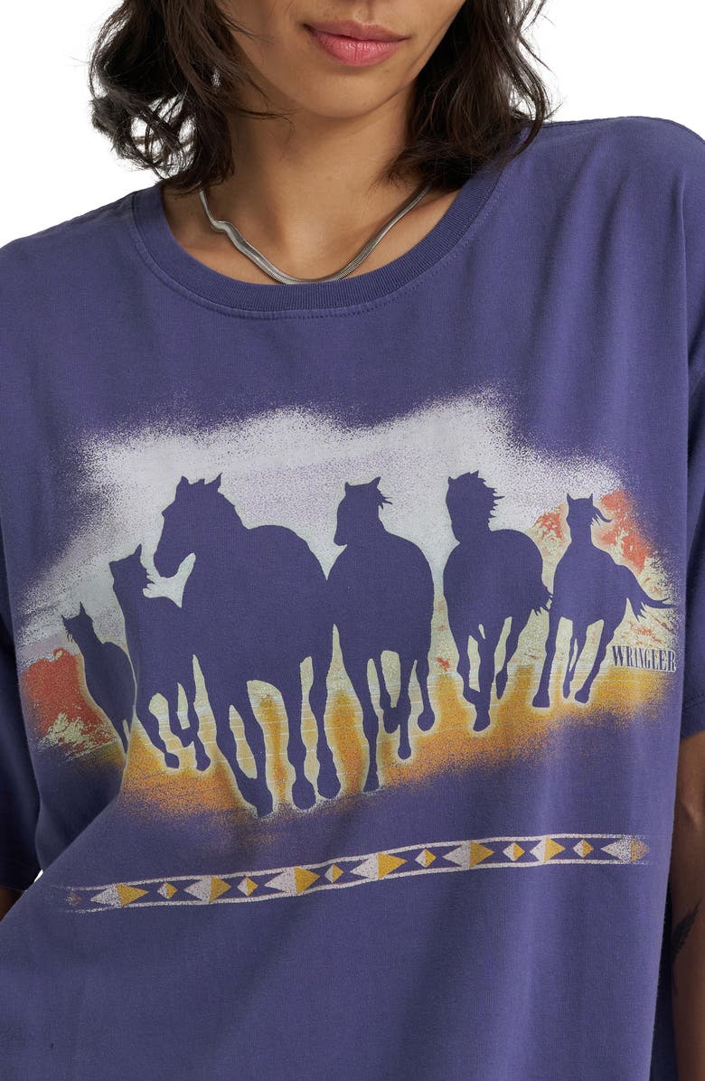 Wrangler Horses Oversize Cotton Graphic T-Shirt, Alternate, color, Astral Aura