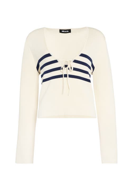 Shop Ser.o.ya Chrys Sweater In Eggshell/navy