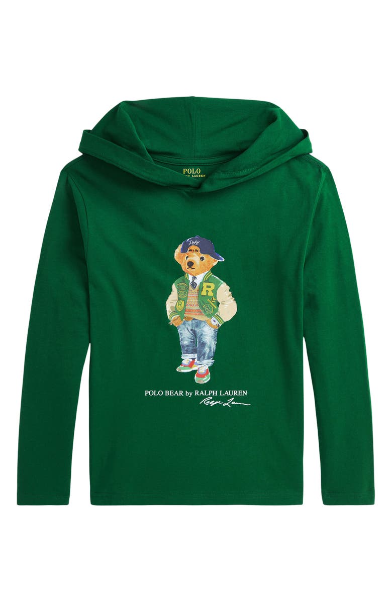 Polo Ralph Lauren Kids' Polo Bear Hooded Long Sleeve Graphic T-Shirt, Main, color, 