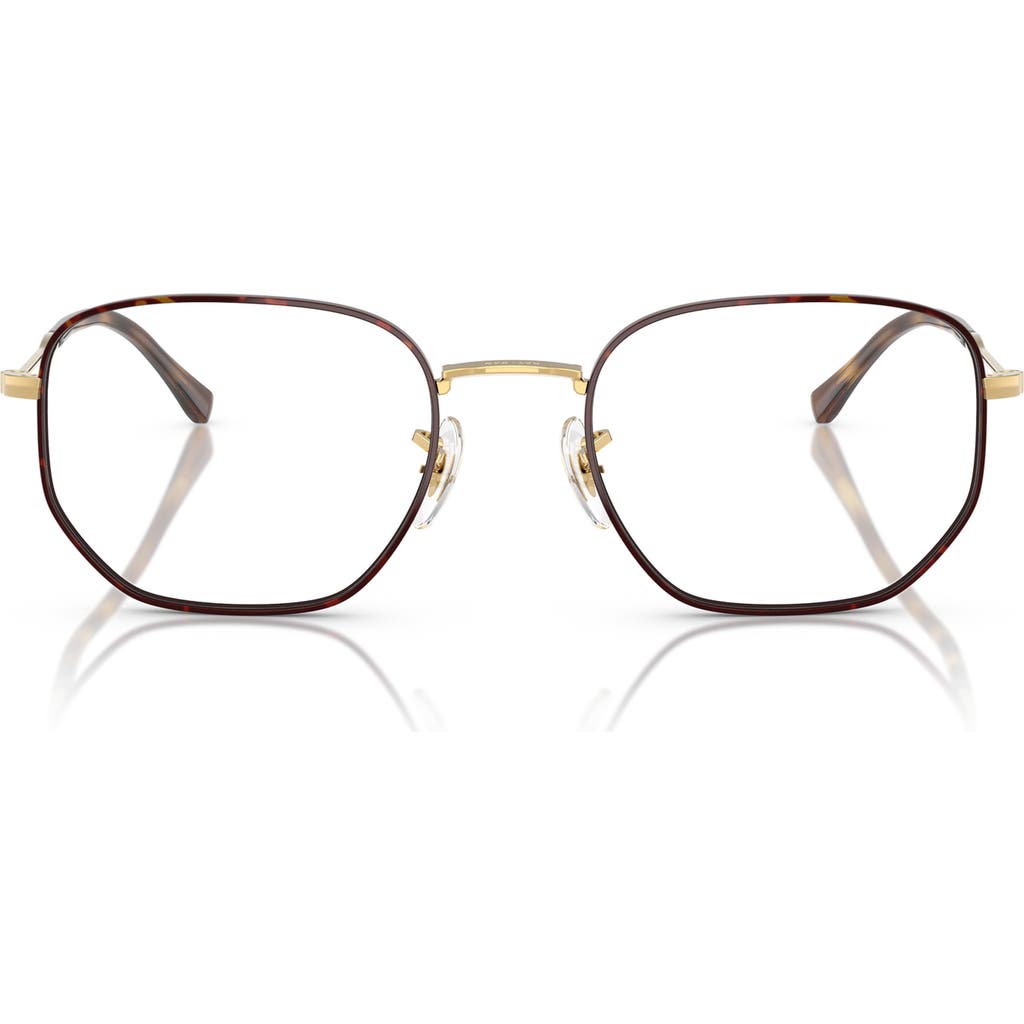 Ray Ban Ray-ban 53mm Irregular Optical Glasses In Gold Havana