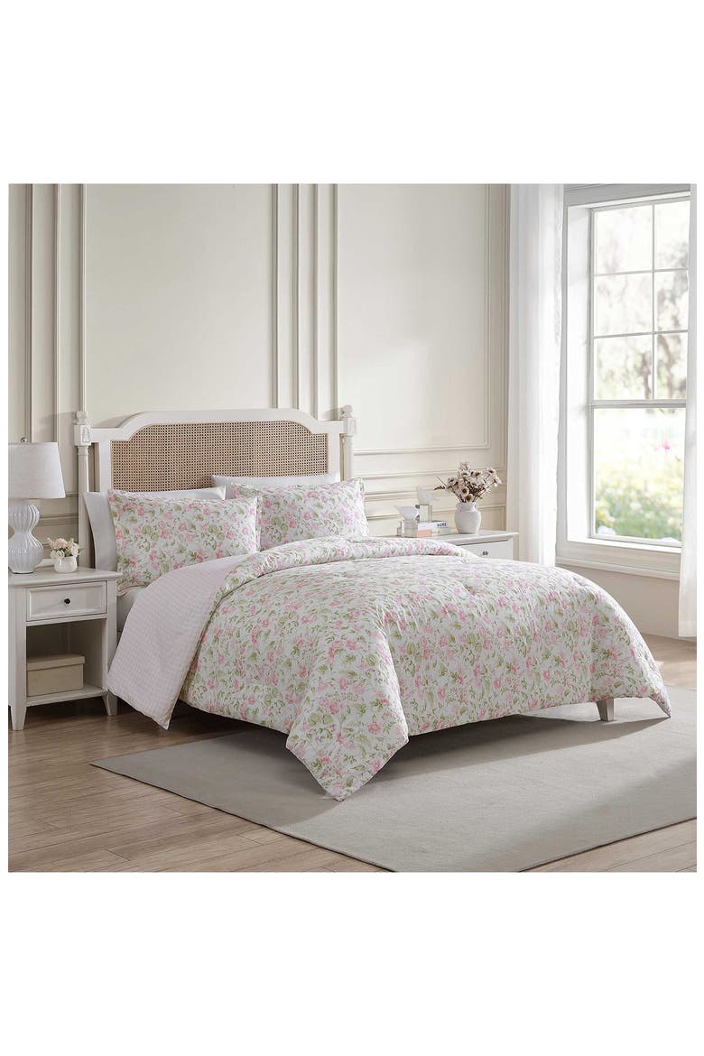Morning Gloria 3-Piece Comforter & Sham Set, Alternate, color, PRETTY PINK/ GREEN