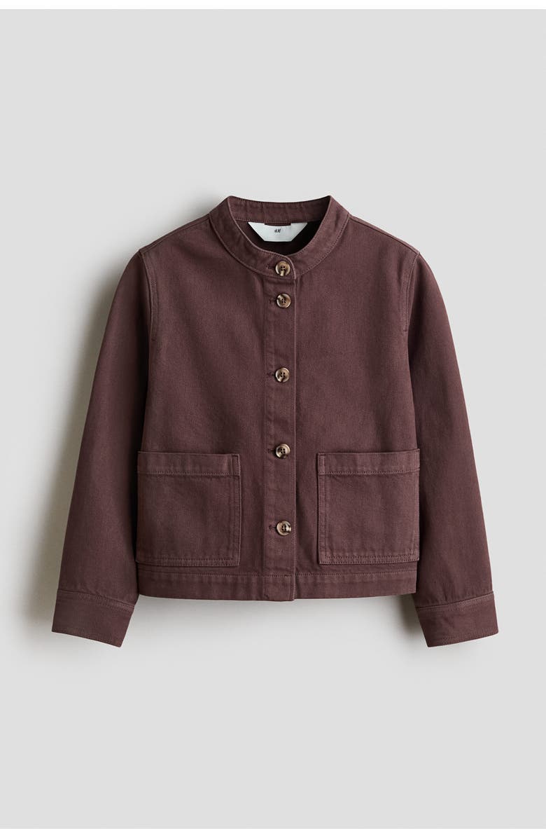 H&M Cotton Twill Jacket, Main, color, Dark Brown
