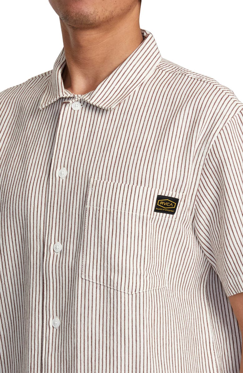 RVCA Dayshift Stripe II Short Sleeve Button-Up Shirt, Alternate, color,