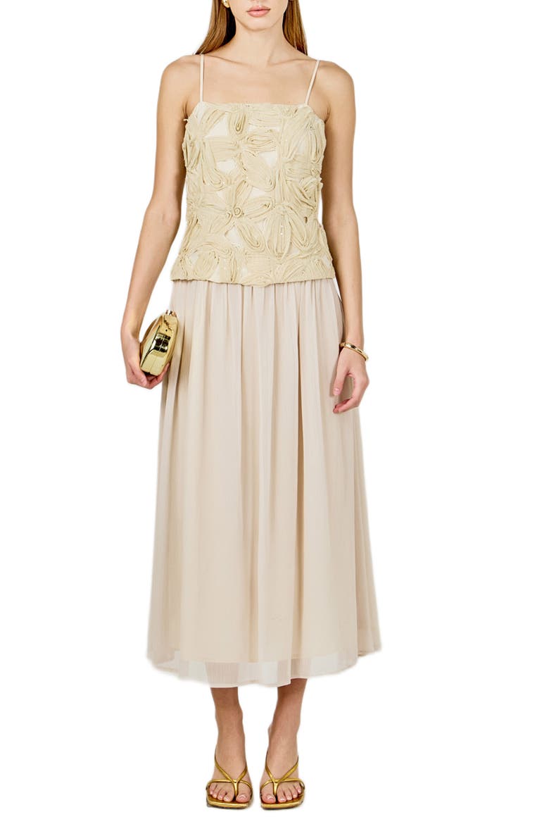 Floral Pattern Sleeveless Maxi Dress, Main, color, BEIGE