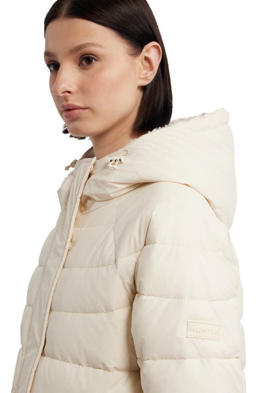 Hunter Almond Water Repellent Faux Shearling Lined Hooded Puffer Jacket In Neutral