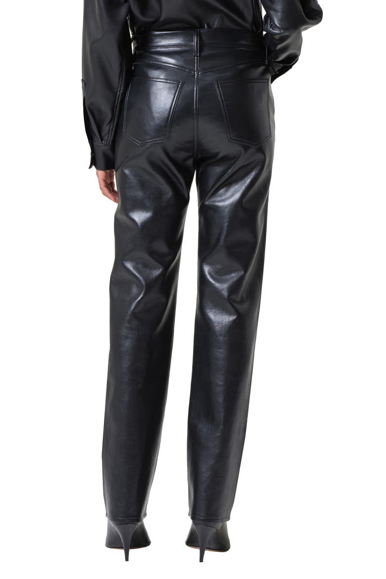 '90s Pinch Waist Straight Leg Leather Blend Pants, Alternate, color, DETOX