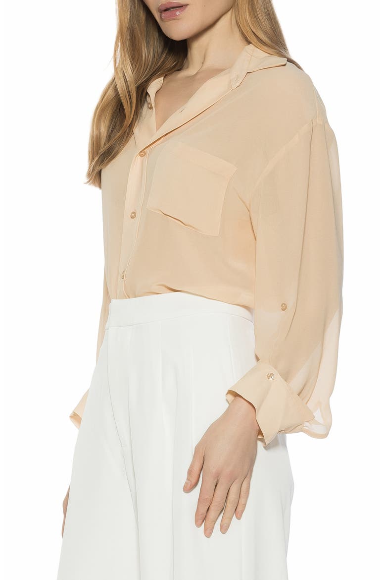 Atticus Sheer Button Up Shirt, Alternate, color, BEIGE