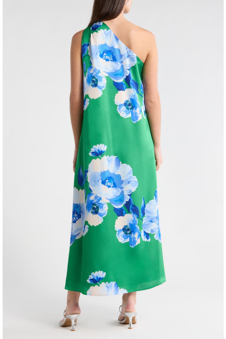 Glena Floral One-Shoulder Maxi Dress, Alternate, color, GREEN-BLUES