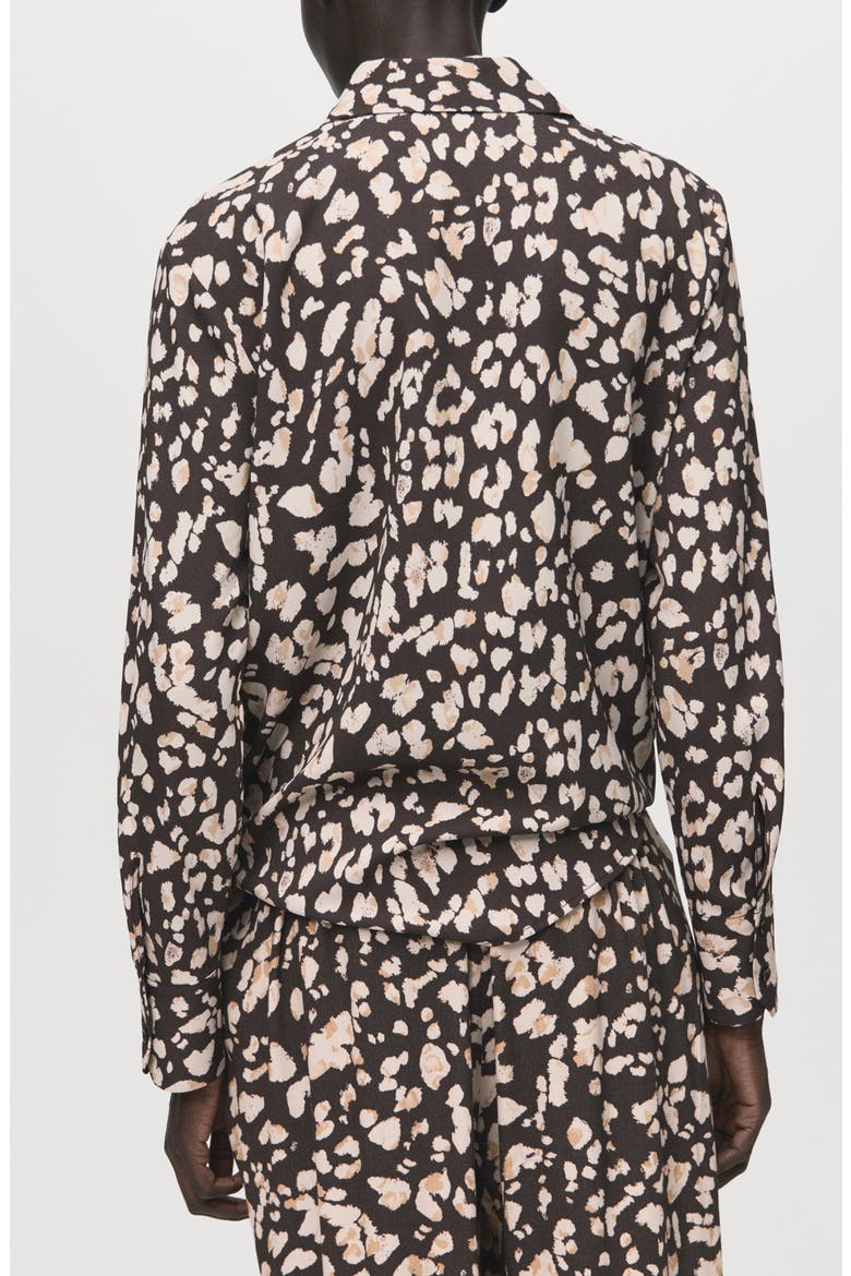 Dot Print Button-Up Shirt, Alternate, color, BROWN