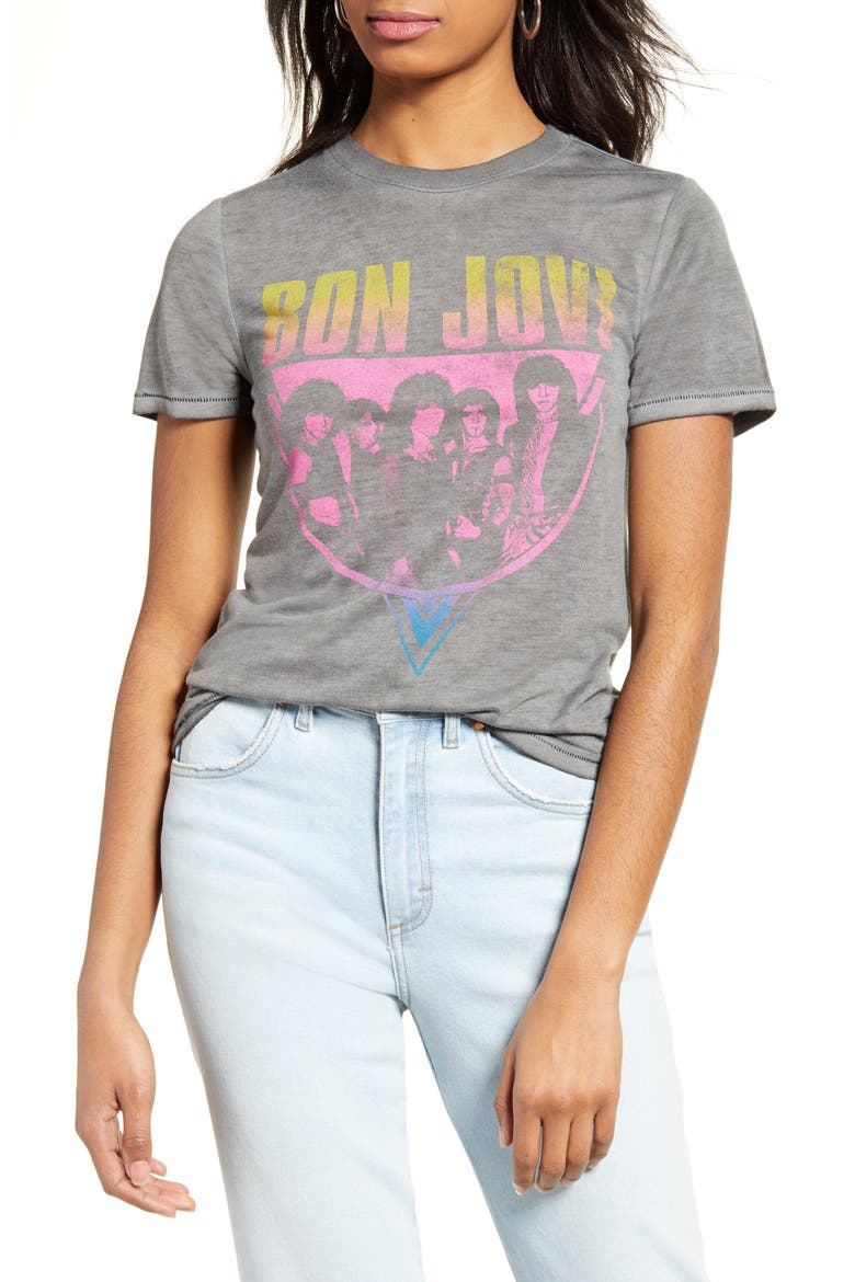 Bon Jovi Graphic Tee, Main, color, WASHED BLACK