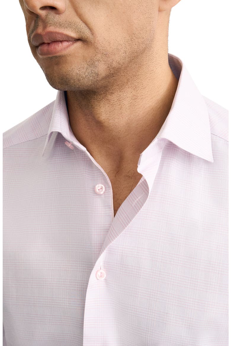 Slim Fit Prince of Wales Check Dress Shirt, Alternate, color, MEDIUM PINK