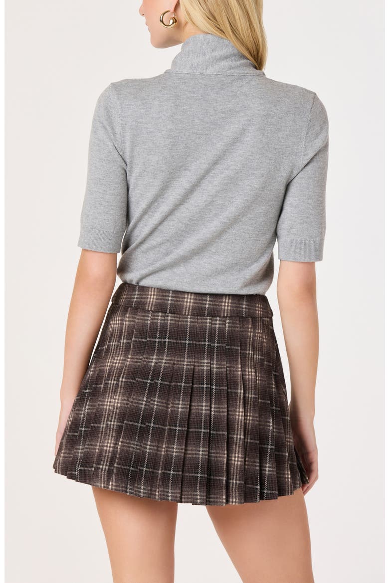Abigayle Plaid Pleated Miniskirt, Alternate, color, TAUPE PLAID