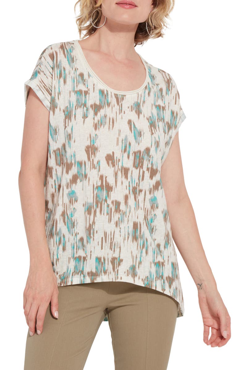 Lysse ́ Classic Print Stretch Linen T-Shirt, Main, color, Abstractstreaks