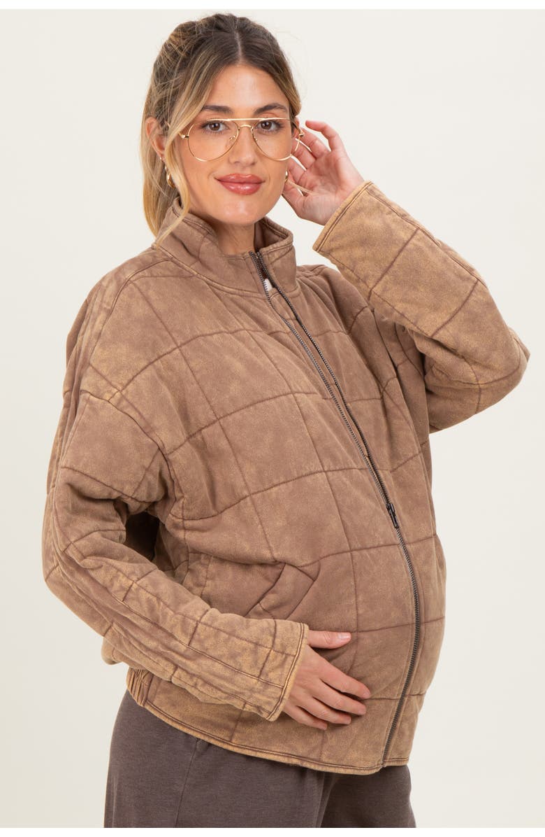 PinkBlush Quilted Oversized Jacket, Alternate, color, Mocha