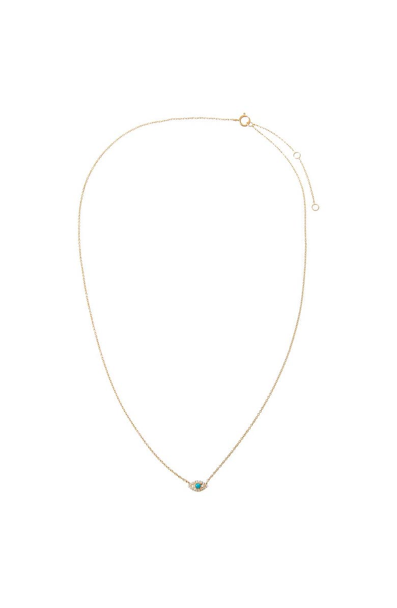 BY ADINA EDEN Diamond Pave X Turquoise Evil Eye Necklace 14K, Alternate, color, Turquoise