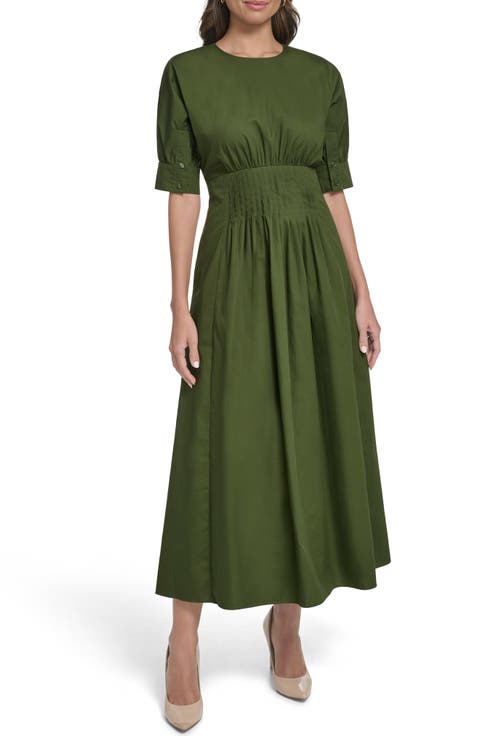 Pleat Detail Cotton Poplin Dress