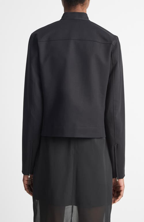 Vince Shrunken Stretch Cotton Motocross Jacket In Black