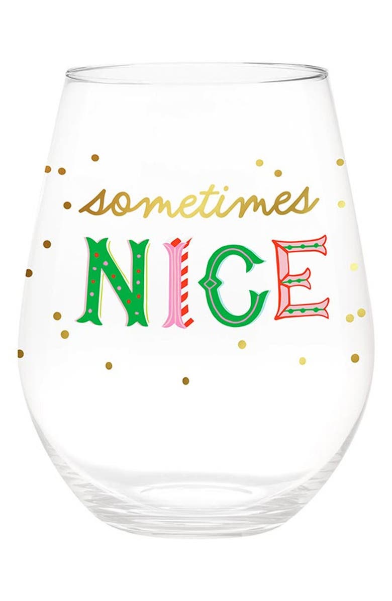 CREATIVE BRANDS Sometimes Nice, Sometimes Naughty Wine Glass, Main, color,