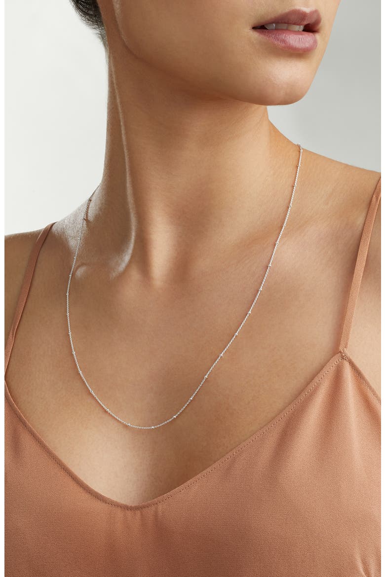 16-Inch Fine Bead Station Necklace, Alternate, color, SILVER