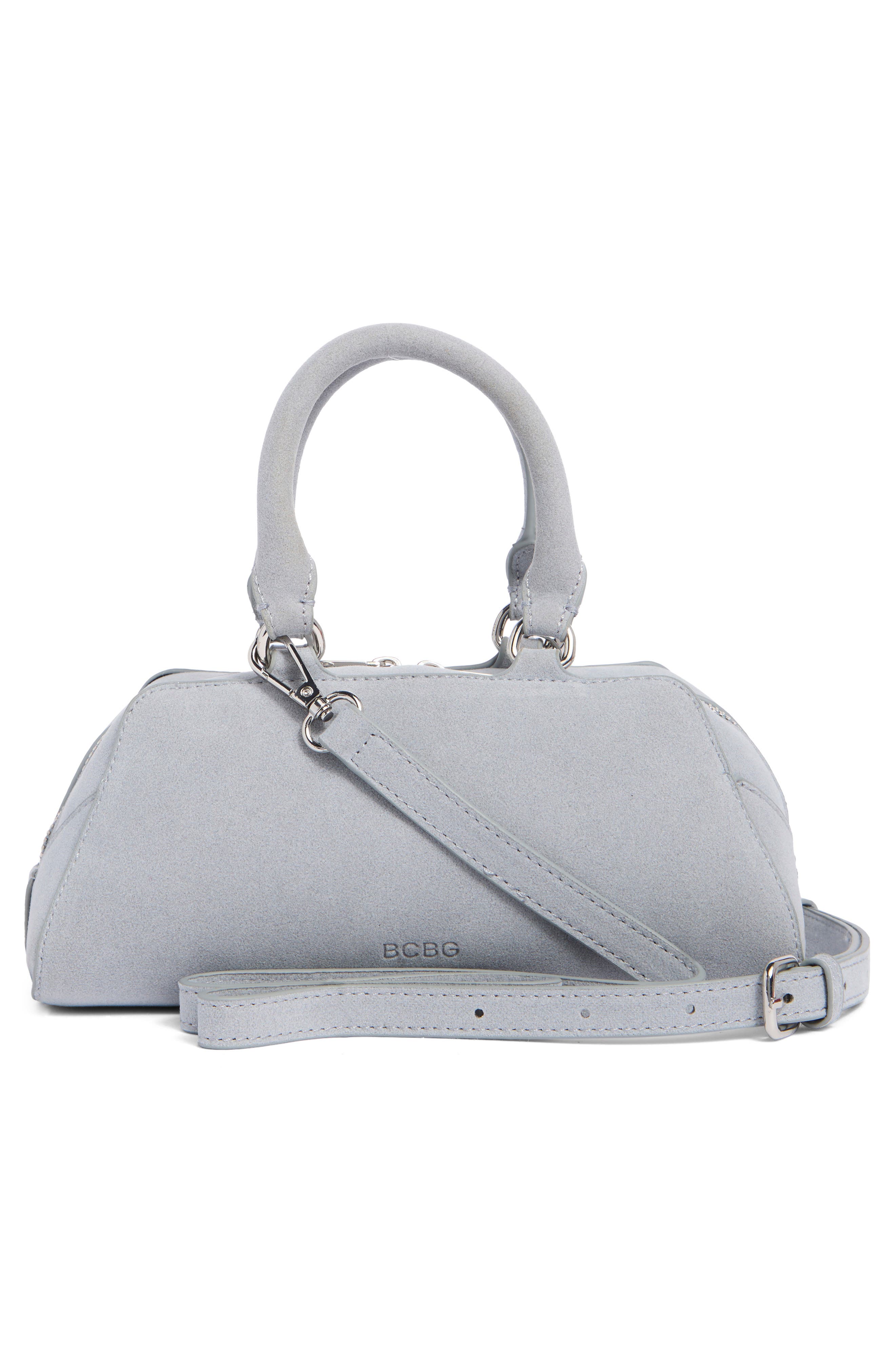 BCBG Faux Suede Barrel Shoulder Bag, Alternate, color, Sky Blue