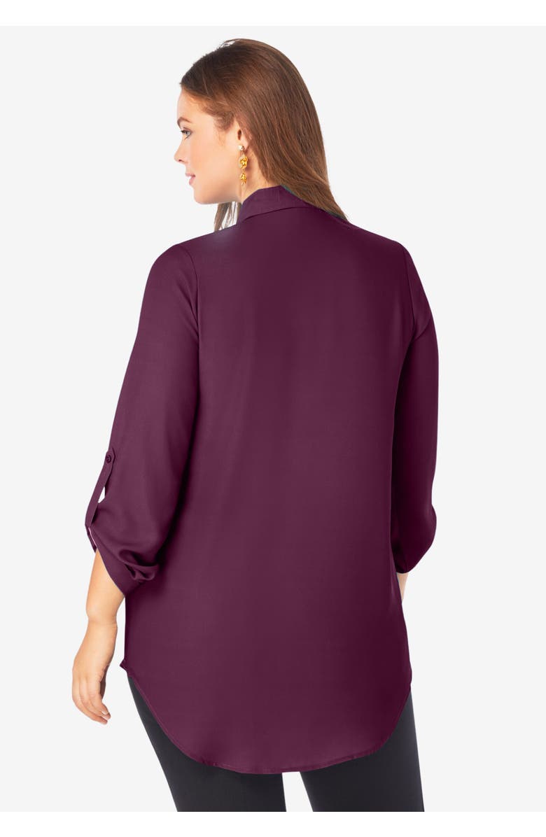 Roaman's Georgette Overlay Big Shirt, Alternate, color, Black