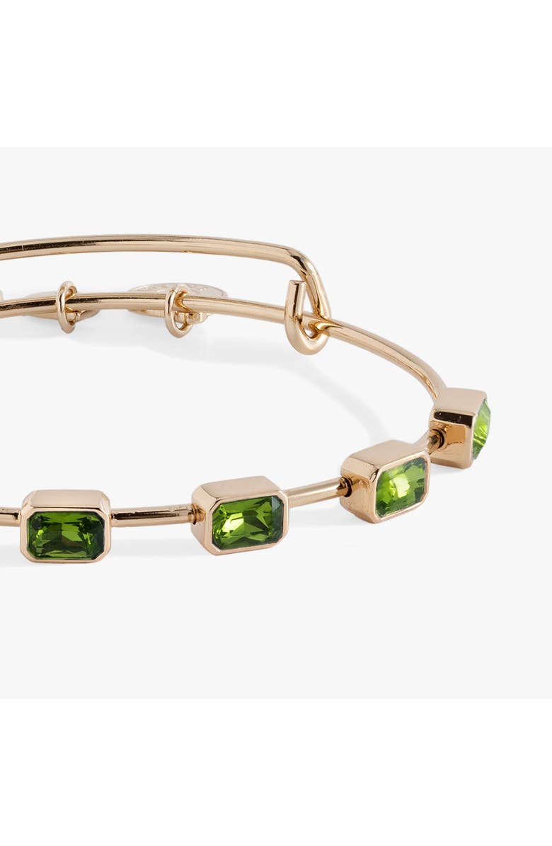 Alex and Ani August Birthstone Emerald Cut Bangle, Alternate, color, Gold